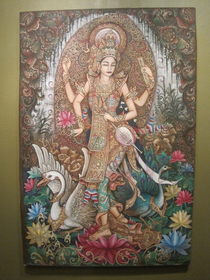 Balinese painting of Saraswati